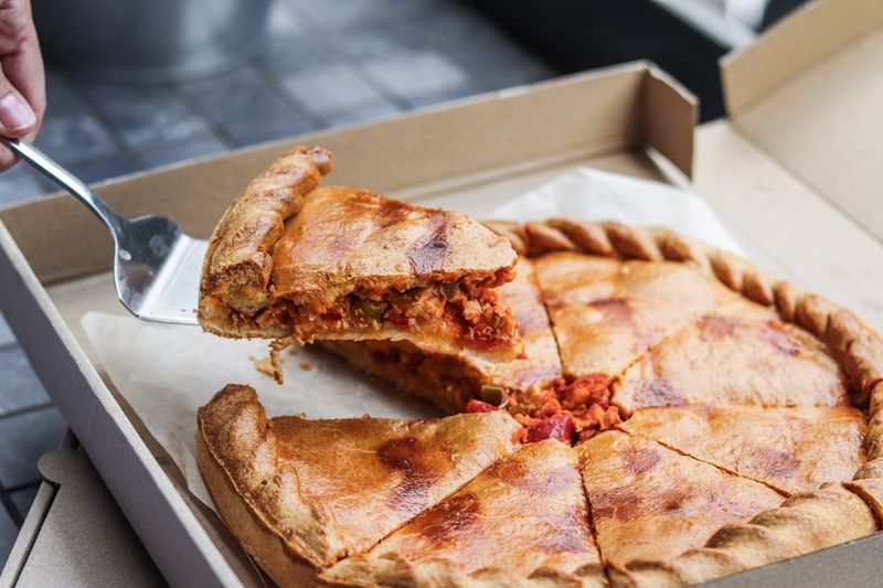 Pequod's classic deep dish cheese pizza